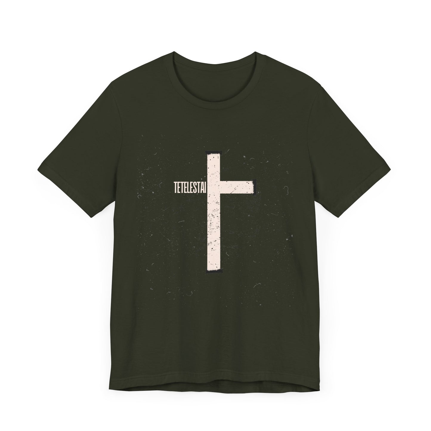 "Tetelestai" Distressed Cross Tee – Faith Worn Boldly