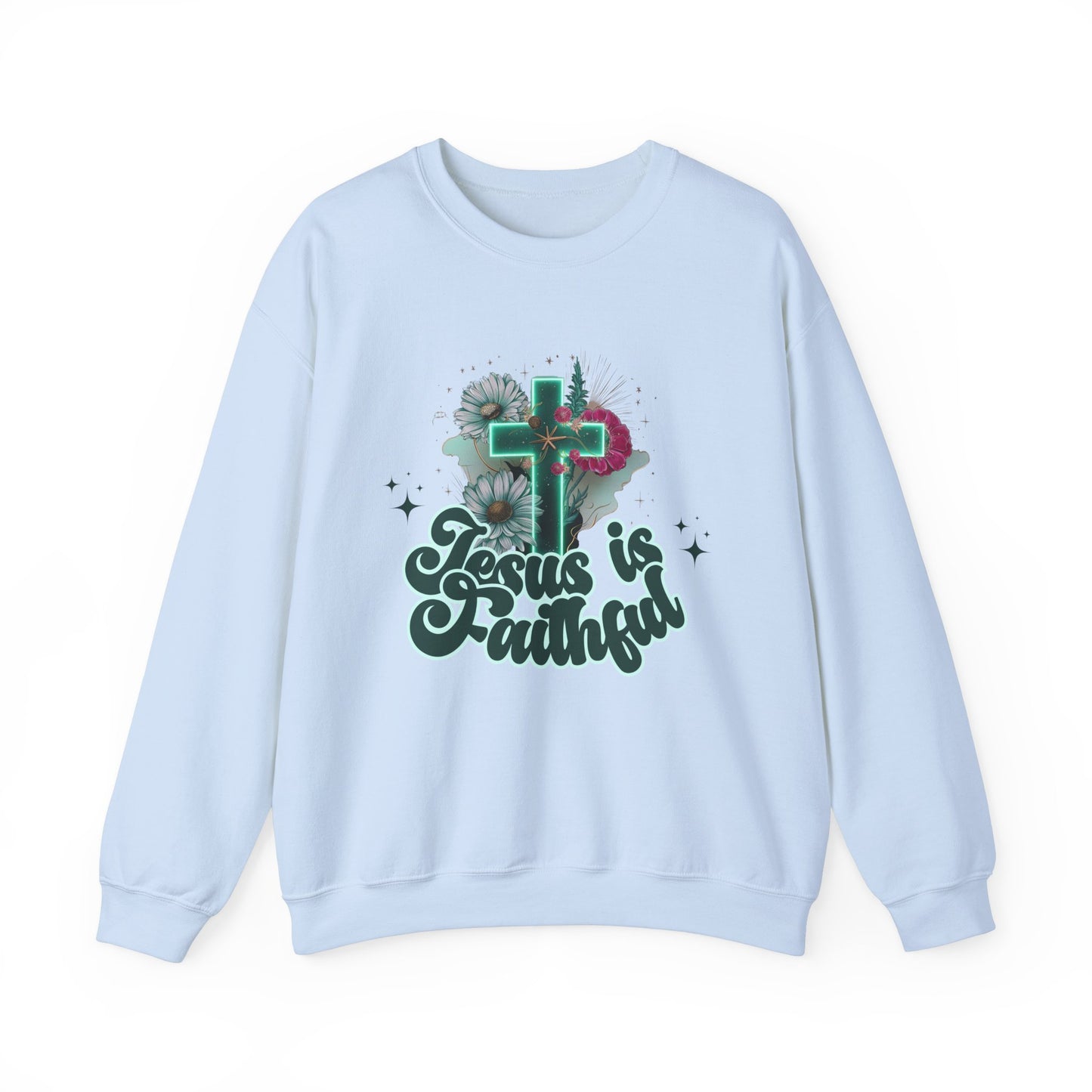 Faithful Jesus Crewneck Sweatshirt - Inspirational Christian Apparel