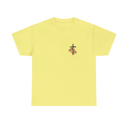 Inspirational Floral Unisex Heavy Cotton Tee - "It Is Finished"