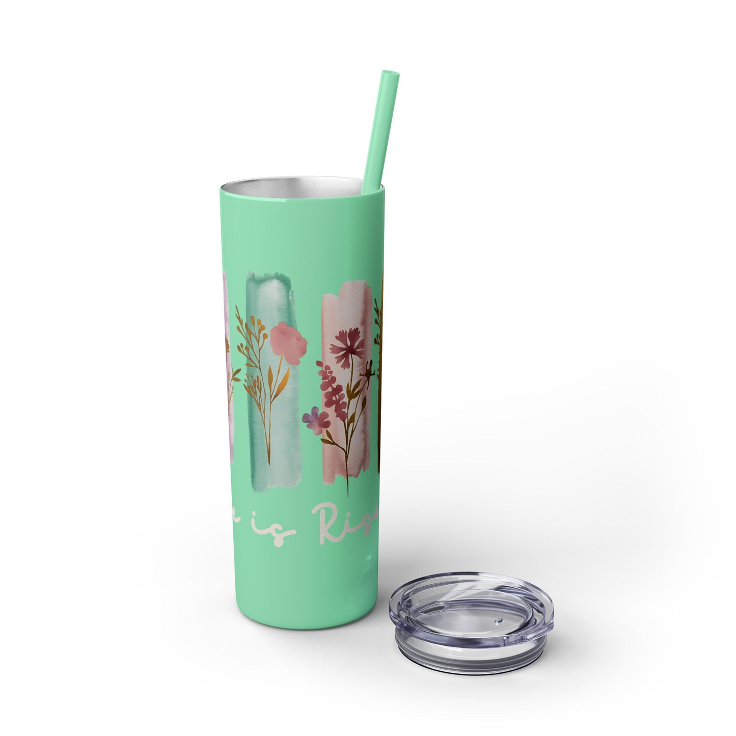 Floral Inspirational Skinny Tumbler with Straw - 20oz - Perfect for Gifts & Daily Use