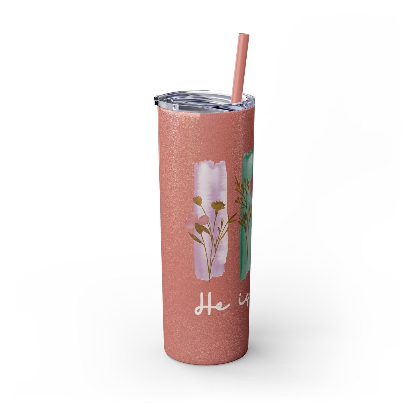 Floral Inspirational Skinny Tumbler with Straw - 20oz - Perfect for Gifts & Daily Use
