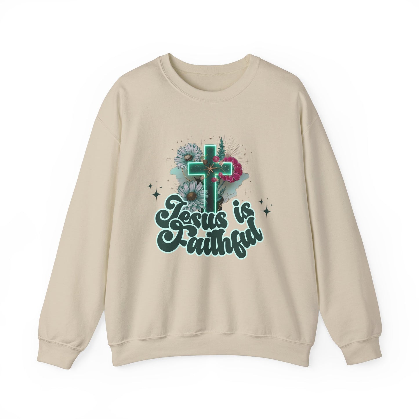 Faithful Jesus Crewneck Sweatshirt - Inspirational Christian Apparel