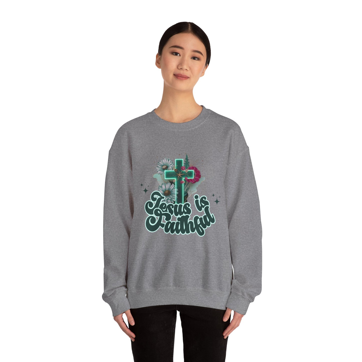 Faithful Jesus Crewneck Sweatshirt - Inspirational Christian Apparel