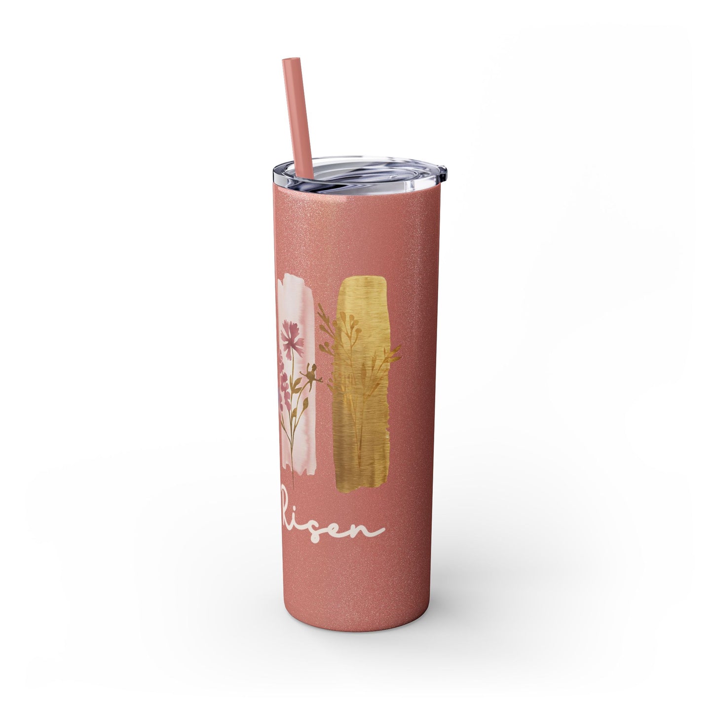 Floral Inspirational Skinny Tumbler with Straw - 20oz - Perfect for Gifts & Daily Use