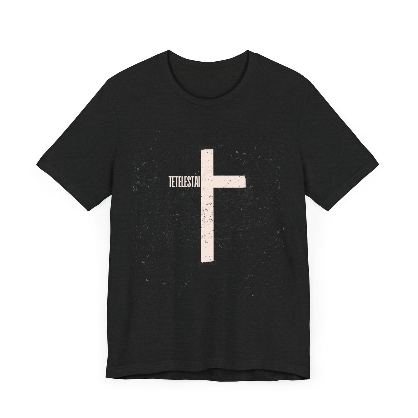 "Tetelestai" Distressed Cross Tee – Faith Worn Boldly