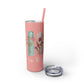 Floral Inspirational Skinny Tumbler with Straw - 20oz - Perfect for Gifts & Daily Use