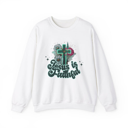 Faithful Jesus Crewneck Sweatshirt - Inspirational Christian Apparel