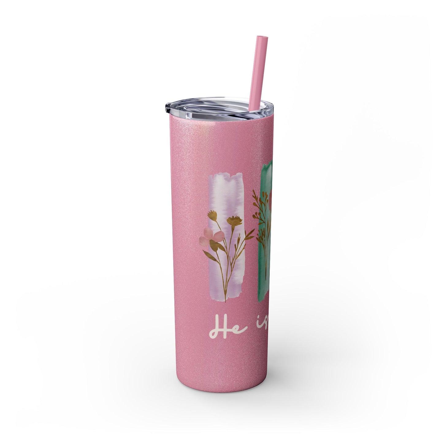 Floral Inspirational Skinny Tumbler with Straw - 20oz - Perfect for Gifts & Daily Use