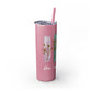 Floral Inspirational Skinny Tumbler with Straw - 20oz - Perfect for Gifts & Daily Use