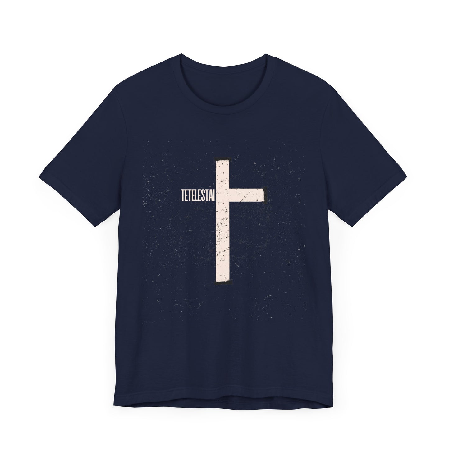 "Tetelestai" Distressed Cross Tee – Faith Worn Boldly