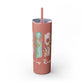 Floral Inspirational Skinny Tumbler with Straw - 20oz - Perfect for Gifts & Daily Use