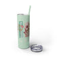 Floral Inspirational Skinny Tumbler with Straw - 20oz - Perfect for Gifts & Daily Use