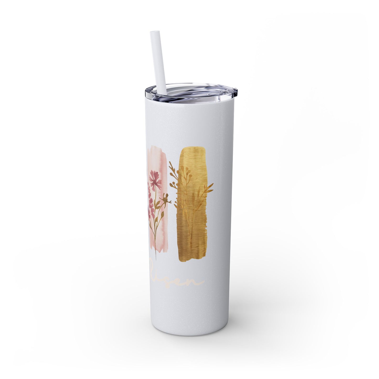 Floral Inspirational Skinny Tumbler with Straw - 20oz - Perfect for Gifts & Daily Use