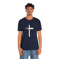"Tetelestai" Distressed Cross Tee – Faith Worn Boldly