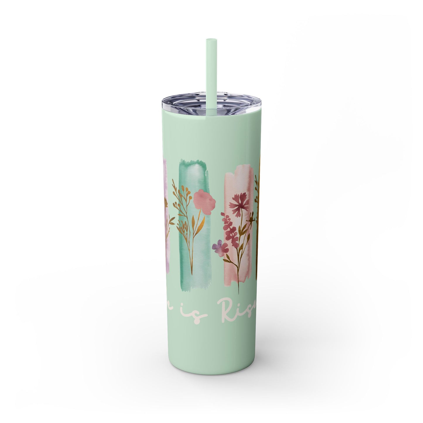 Floral Inspirational Skinny Tumbler with Straw - 20oz - Perfect for Gifts & Daily Use