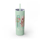 Floral Inspirational Skinny Tumbler with Straw - 20oz - Perfect for Gifts & Daily Use
