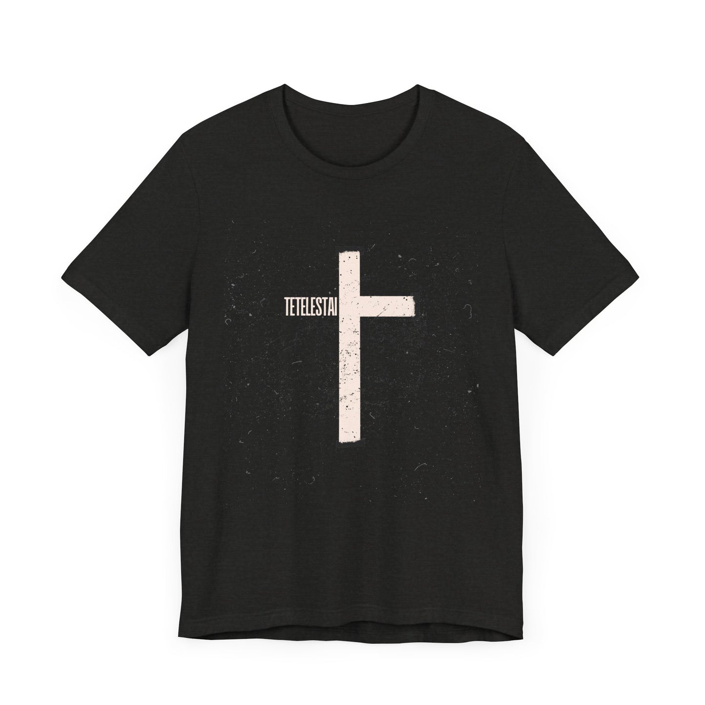 "Tetelestai" Distressed Cross Tee – Faith Worn Boldly