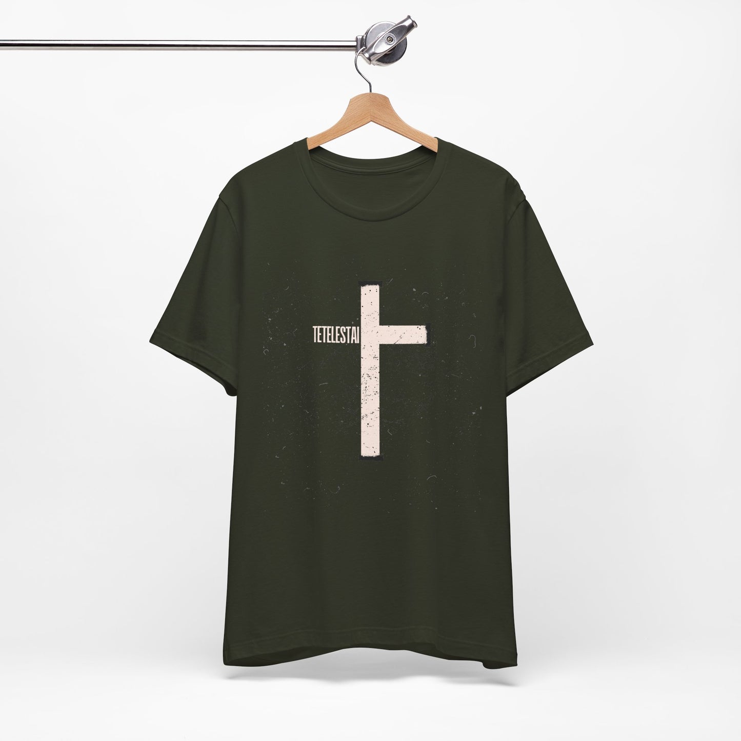 "Tetelestai" Distressed Cross Tee – Faith Worn Boldly