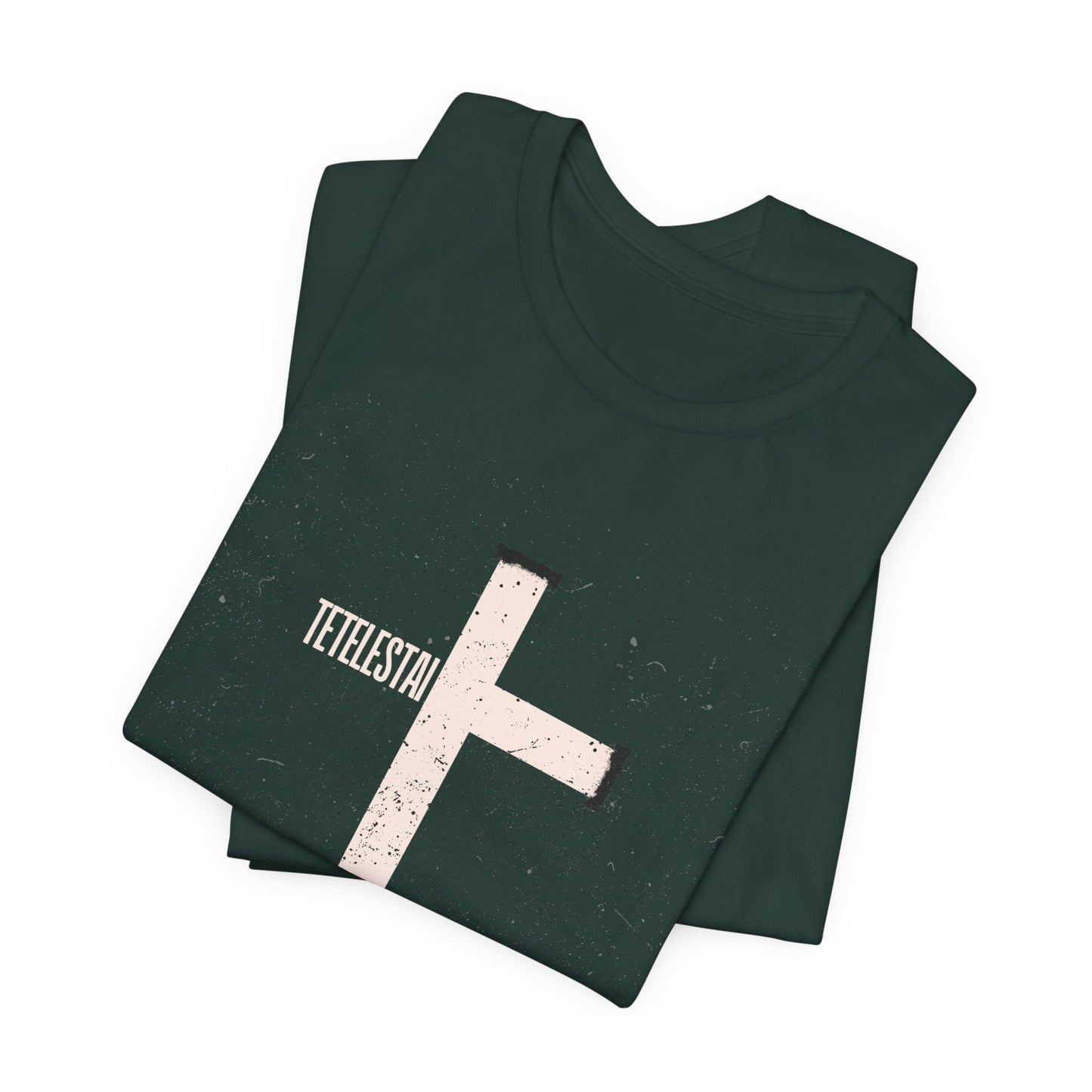 "Tetelestai" Distressed Cross Tee – Faith Worn Boldly