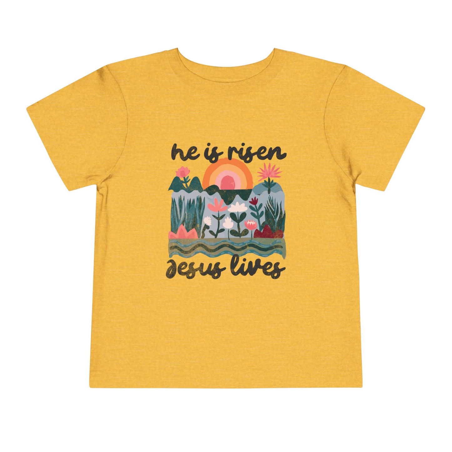 Toddler Short Sleeve Tee - "He is Risen, Jesus Lives" Inspirational Design