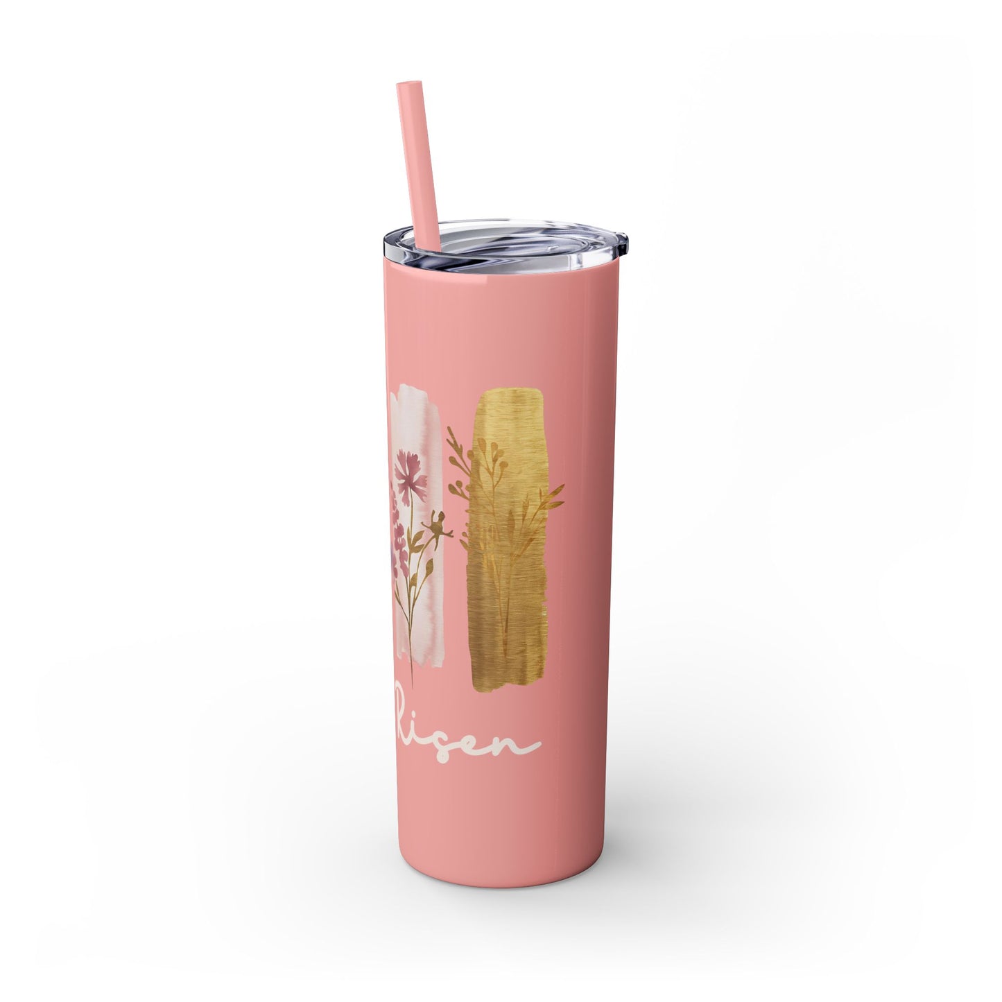 Floral Inspirational Skinny Tumbler with Straw - 20oz - Perfect for Gifts & Daily Use