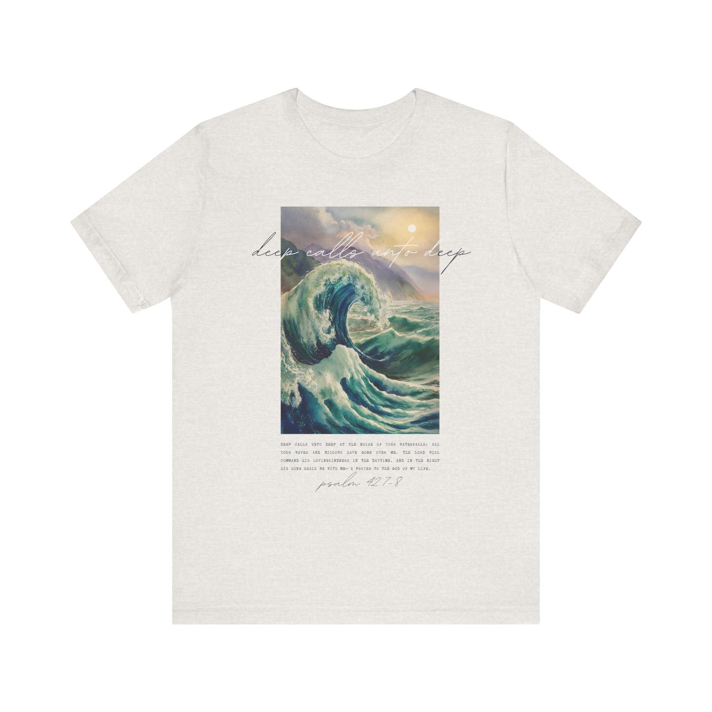 Ocean Wave Inspirational Unisex Jersey Tee - Deep Calls Unto Deep