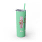 Floral Inspirational Skinny Tumbler with Straw - 20oz - Perfect for Gifts & Daily Use