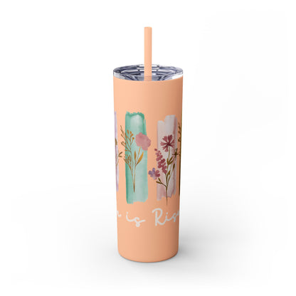 Floral Inspirational Skinny Tumbler with Straw - 20oz - Perfect for Gifts & Daily Use