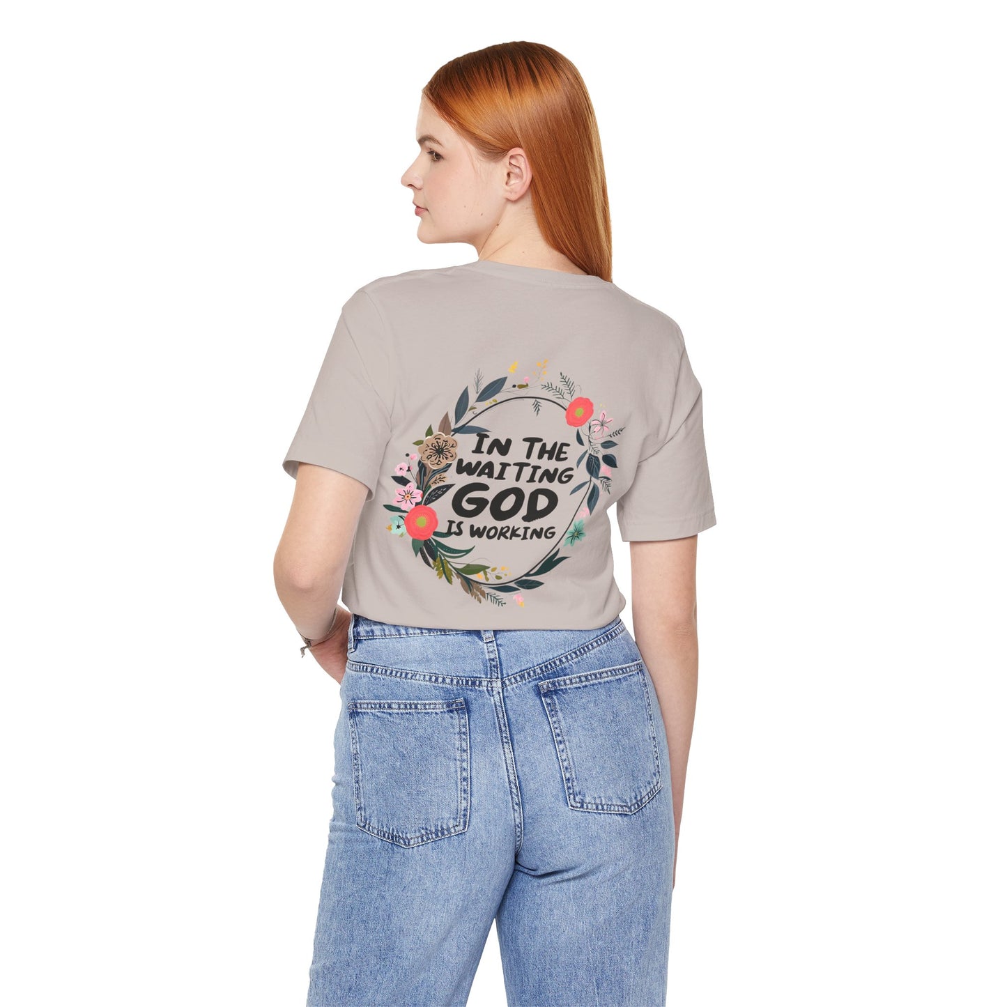 Floral Inspirational Tee - 'In The Waiting God is Working'