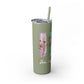 Floral Inspirational Skinny Tumbler with Straw - 20oz - Perfect for Gifts & Daily Use