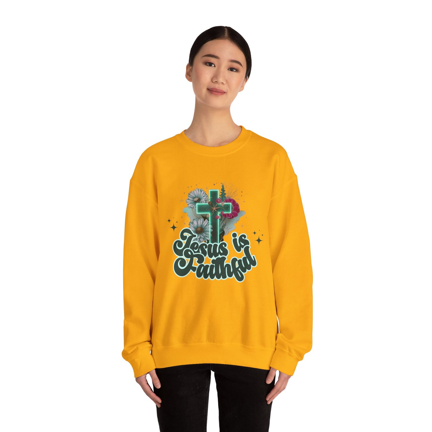 Faithful Jesus Crewneck Sweatshirt - Inspirational Christian Apparel