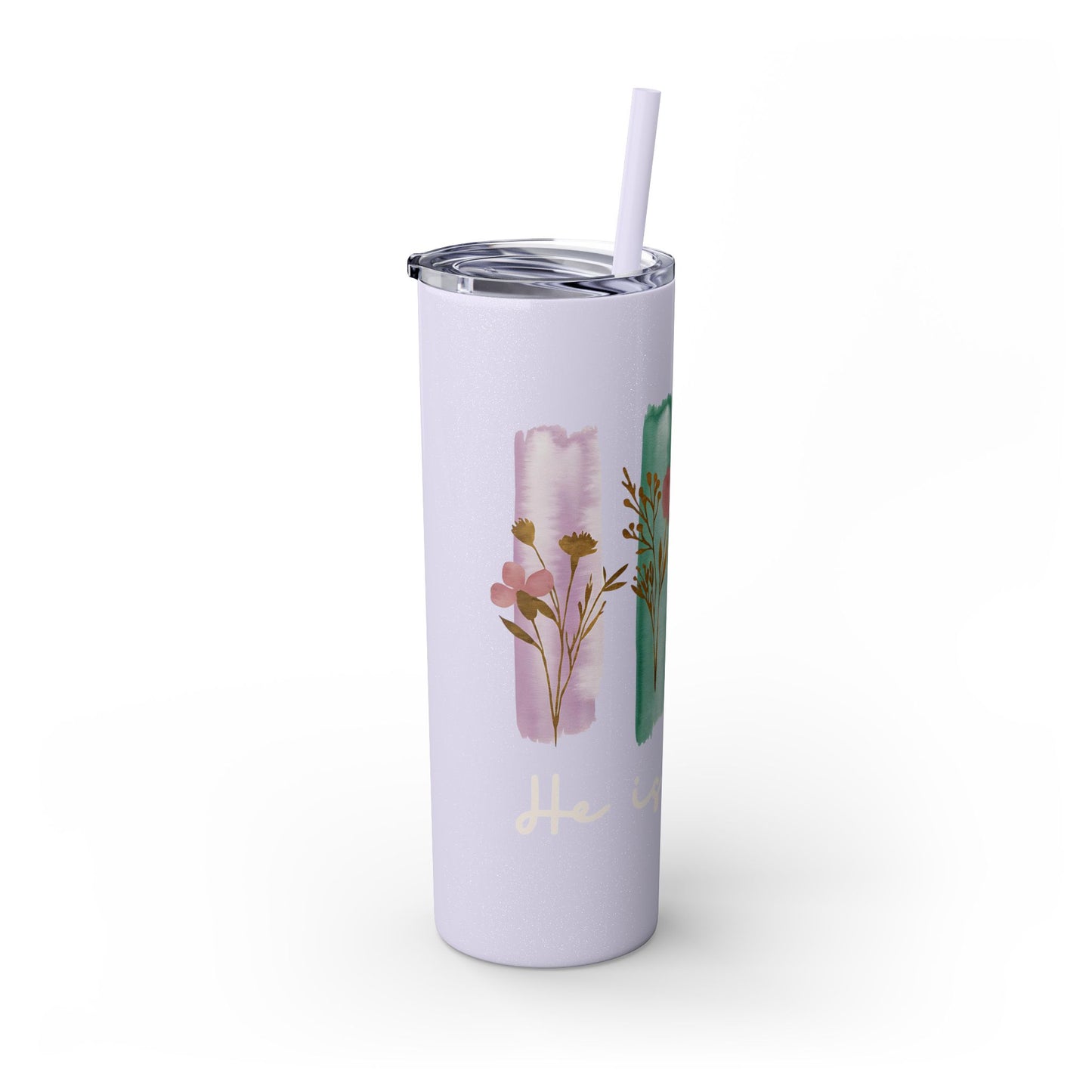 Floral Inspirational Skinny Tumbler with Straw - 20oz - Perfect for Gifts & Daily Use