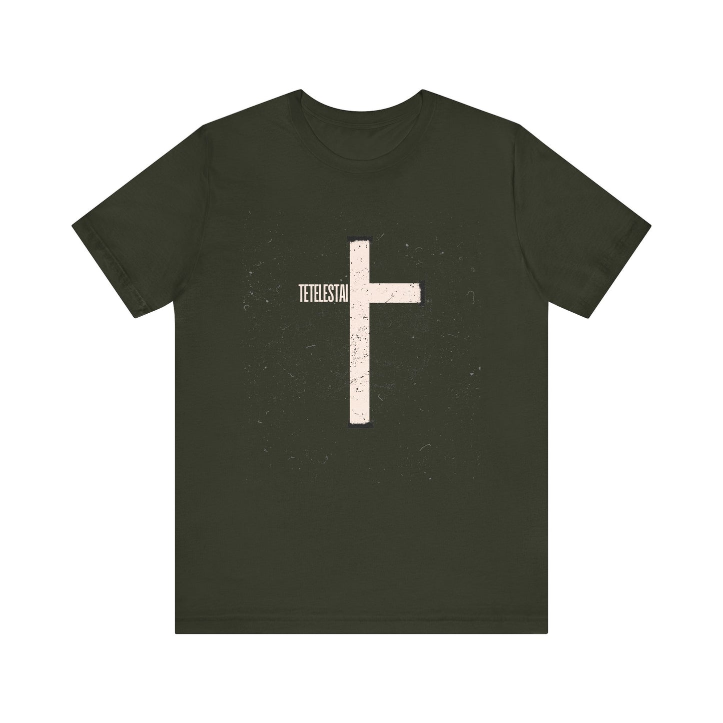 "Tetelestai" Distressed Cross Tee – Faith Worn Boldly