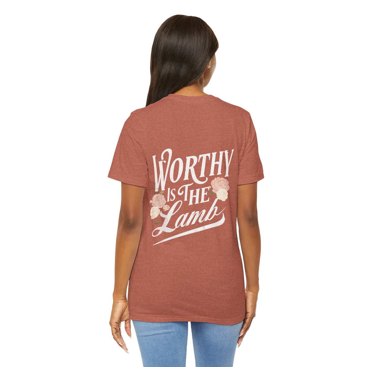 Worthy is the Lamb Floral Unisex Tee - Inspirational Short Sleeve Shirt