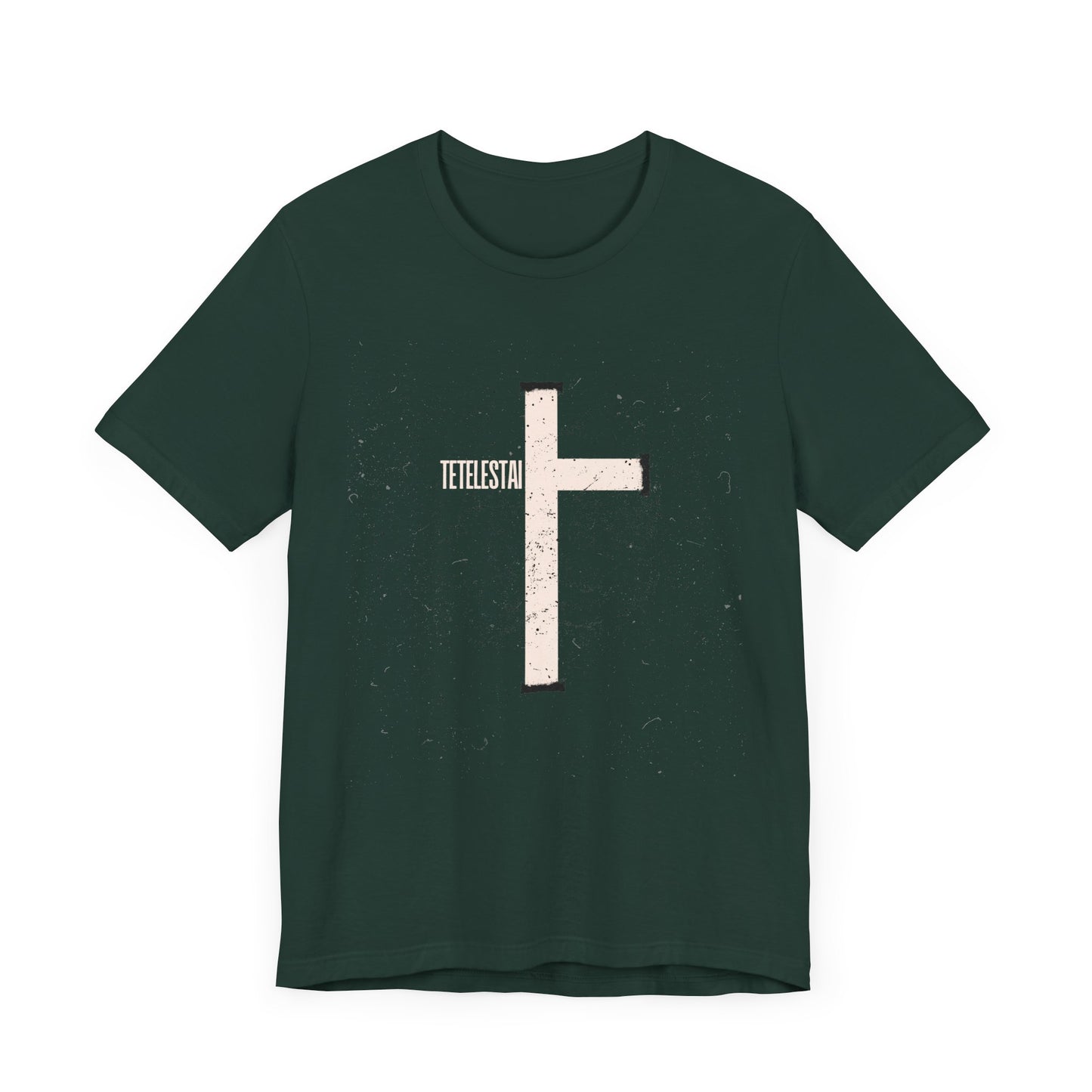 "Tetelestai" Distressed Cross Tee – Faith Worn Boldly
