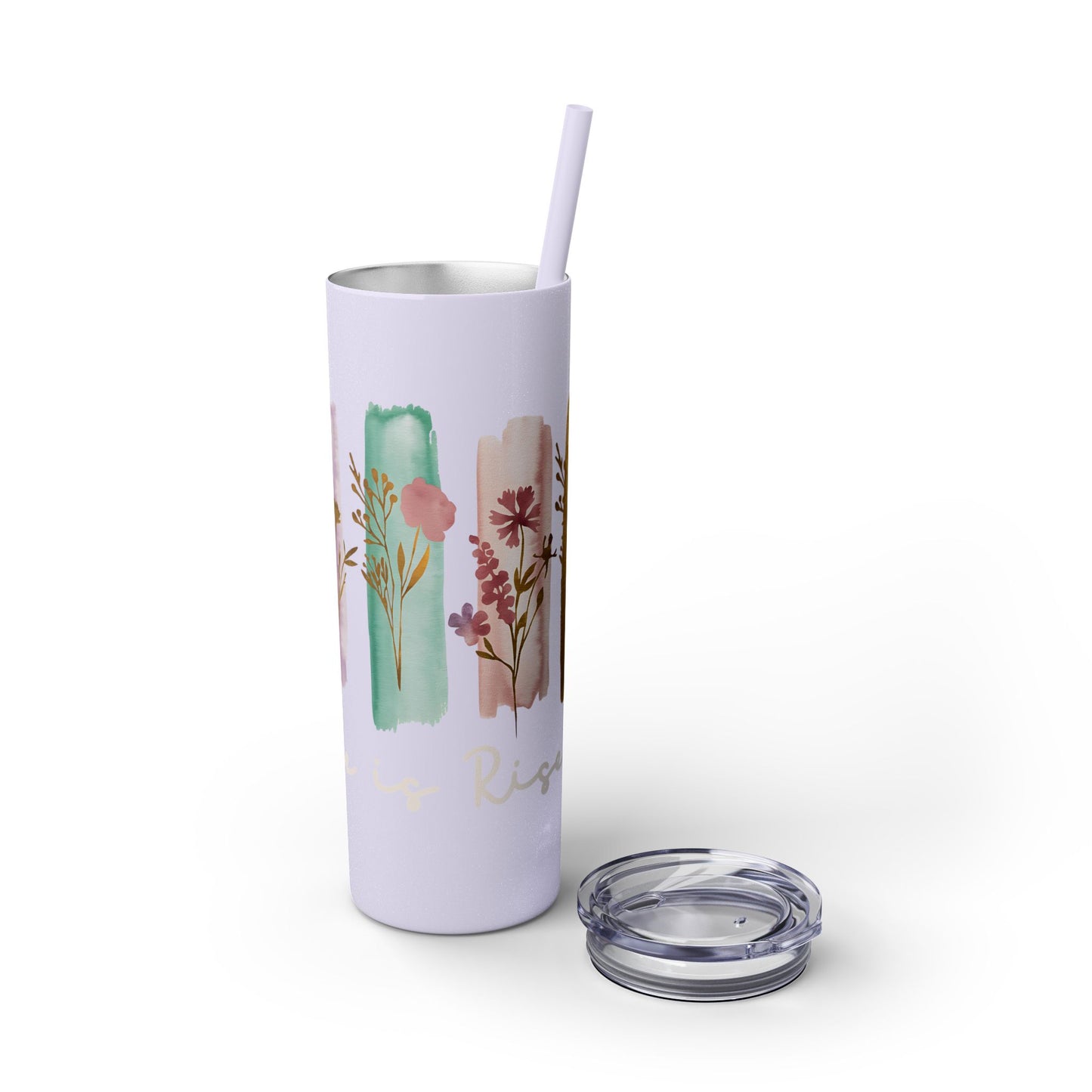 Floral Inspirational Skinny Tumbler with Straw - 20oz - Perfect for Gifts & Daily Use