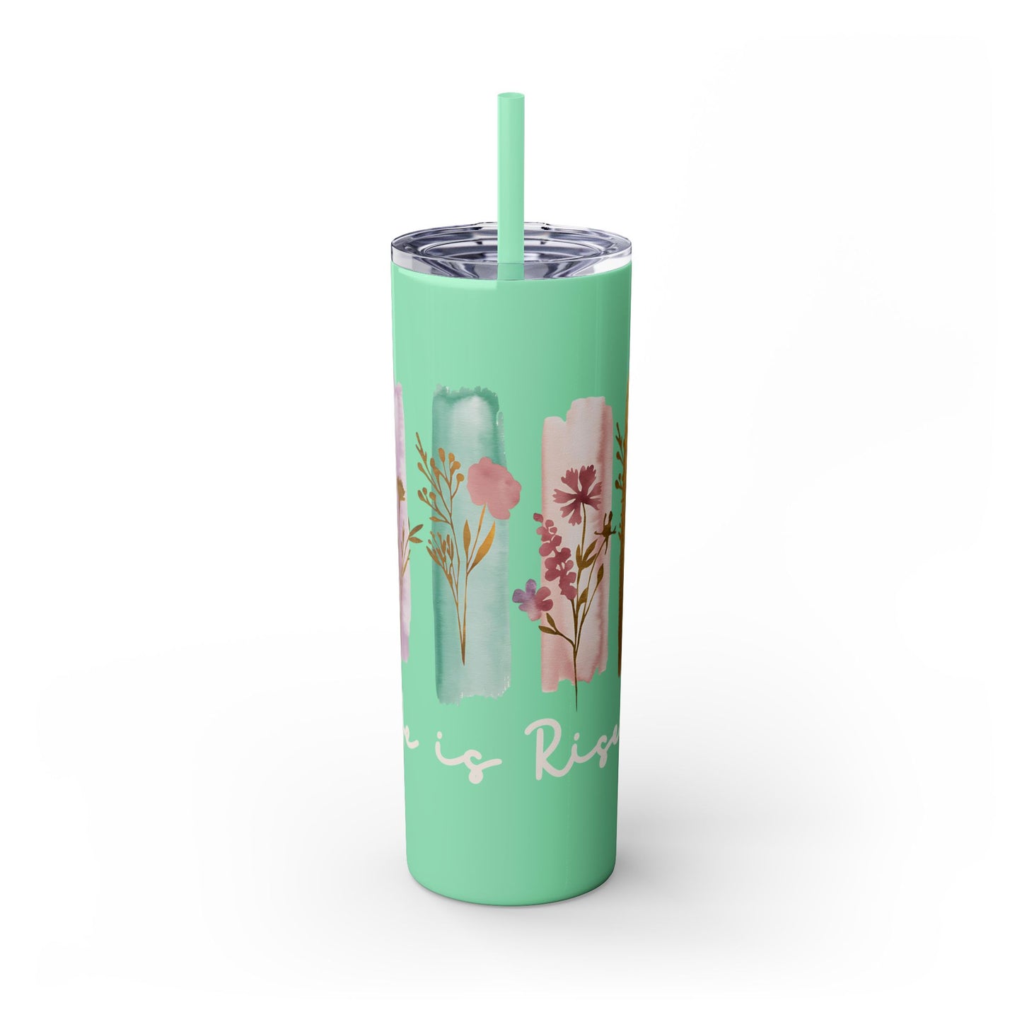 Floral Inspirational Skinny Tumbler with Straw - 20oz - Perfect for Gifts & Daily Use
