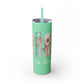 Floral Inspirational Skinny Tumbler with Straw - 20oz - Perfect for Gifts & Daily Use