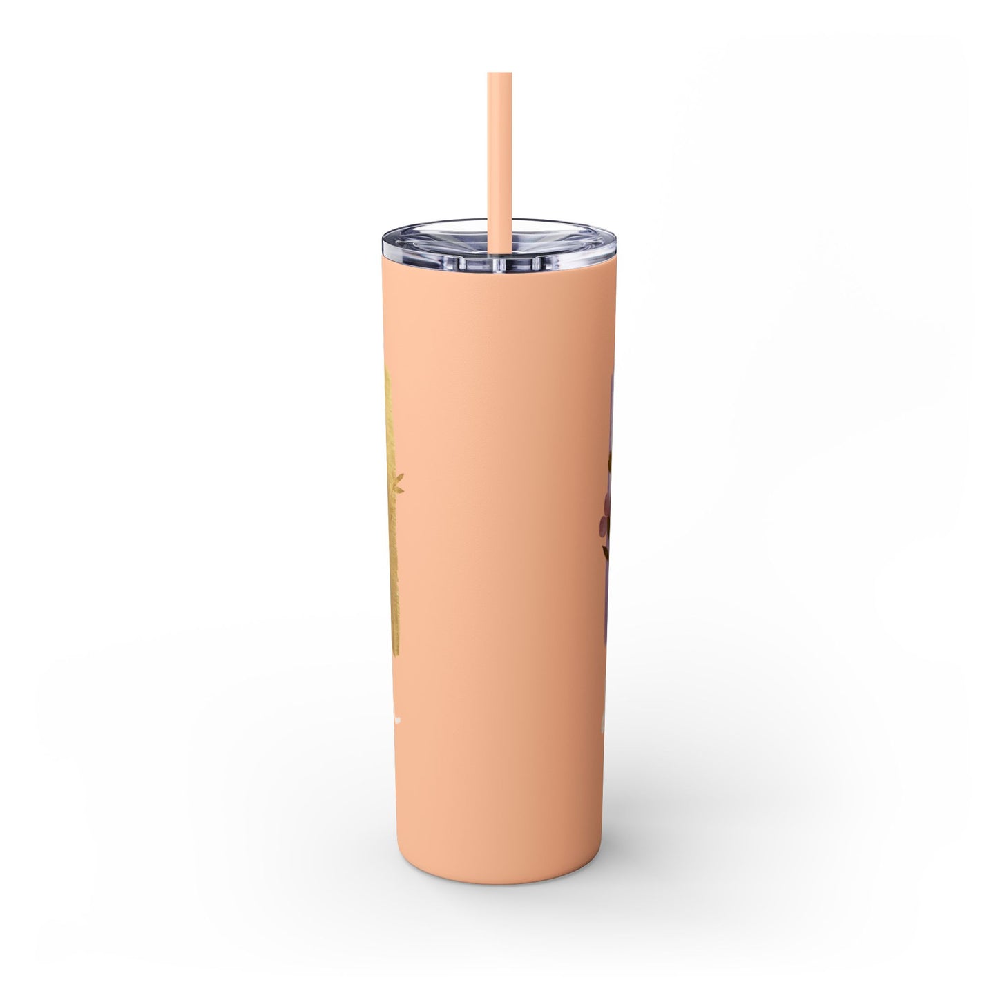 Floral Inspirational Skinny Tumbler with Straw - 20oz - Perfect for Gifts & Daily Use