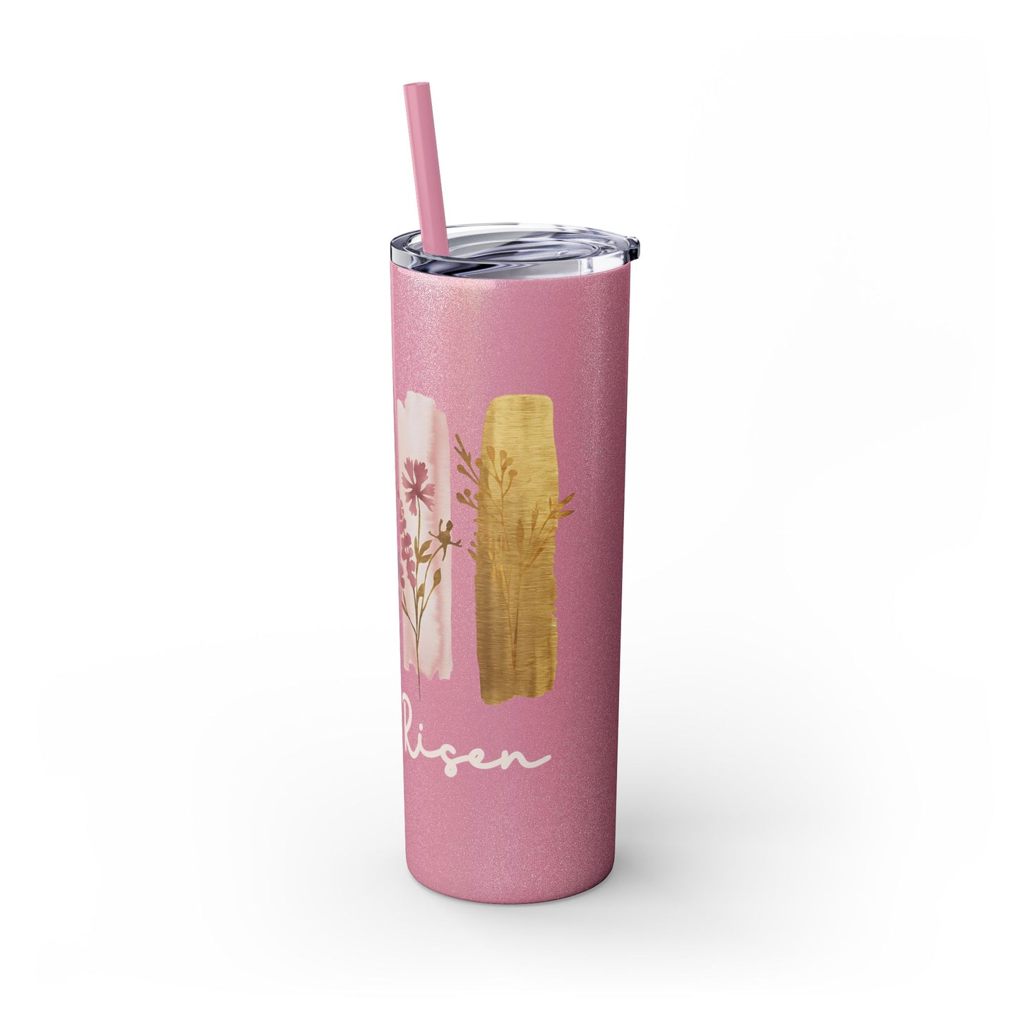 Floral Inspirational Skinny Tumbler with Straw - 20oz - Perfect for Gifts & Daily Use