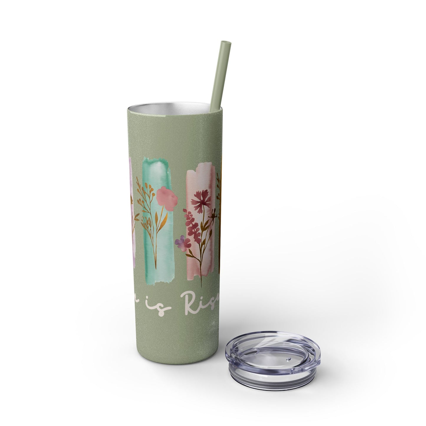 Floral Inspirational Skinny Tumbler with Straw - 20oz - Perfect for Gifts & Daily Use