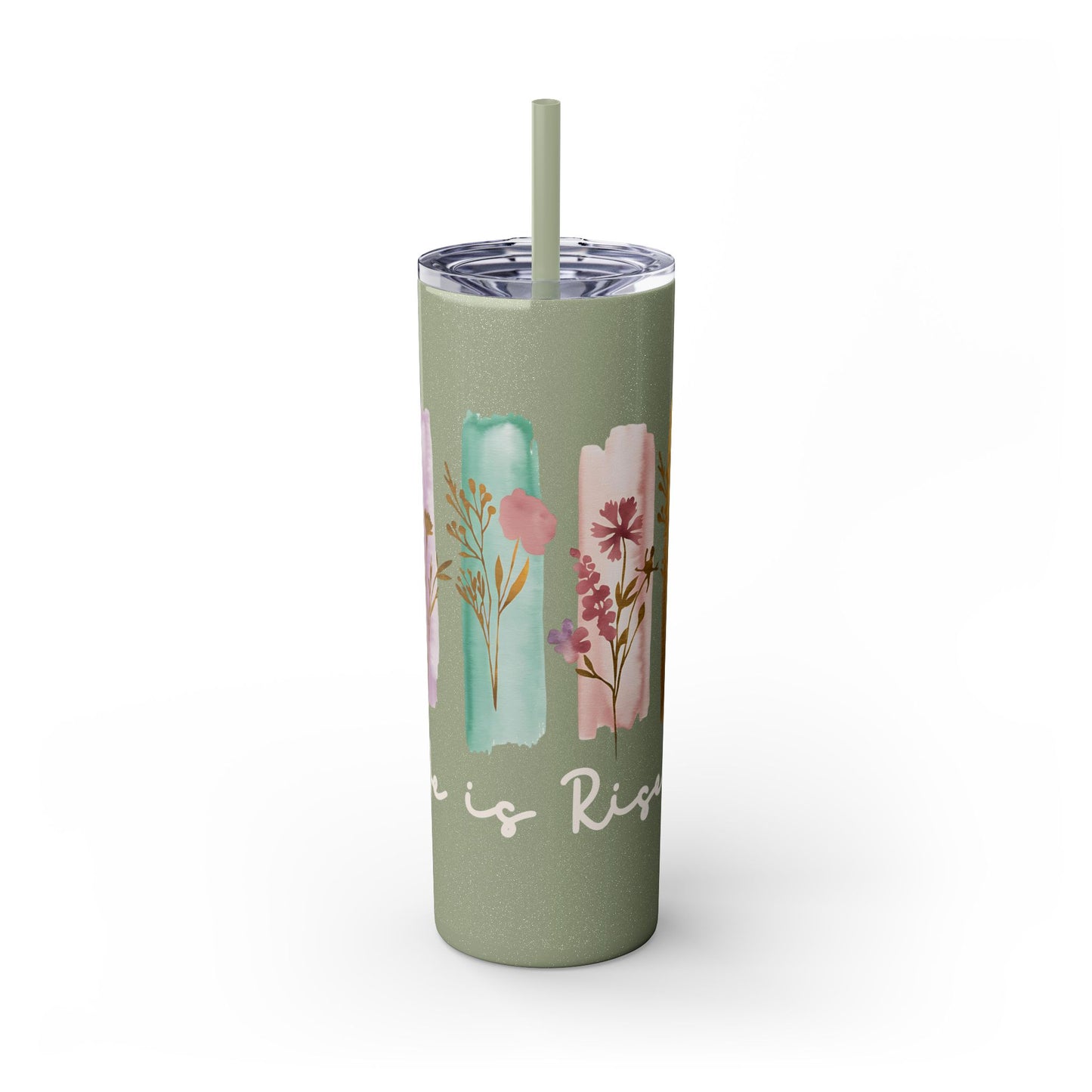 Floral Inspirational Skinny Tumbler with Straw - 20oz - Perfect for Gifts & Daily Use