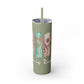 Floral Inspirational Skinny Tumbler with Straw - 20oz - Perfect for Gifts & Daily Use
