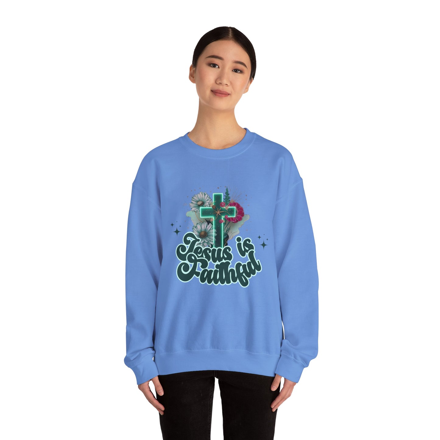 Faithful Jesus Crewneck Sweatshirt - Inspirational Christian Apparel