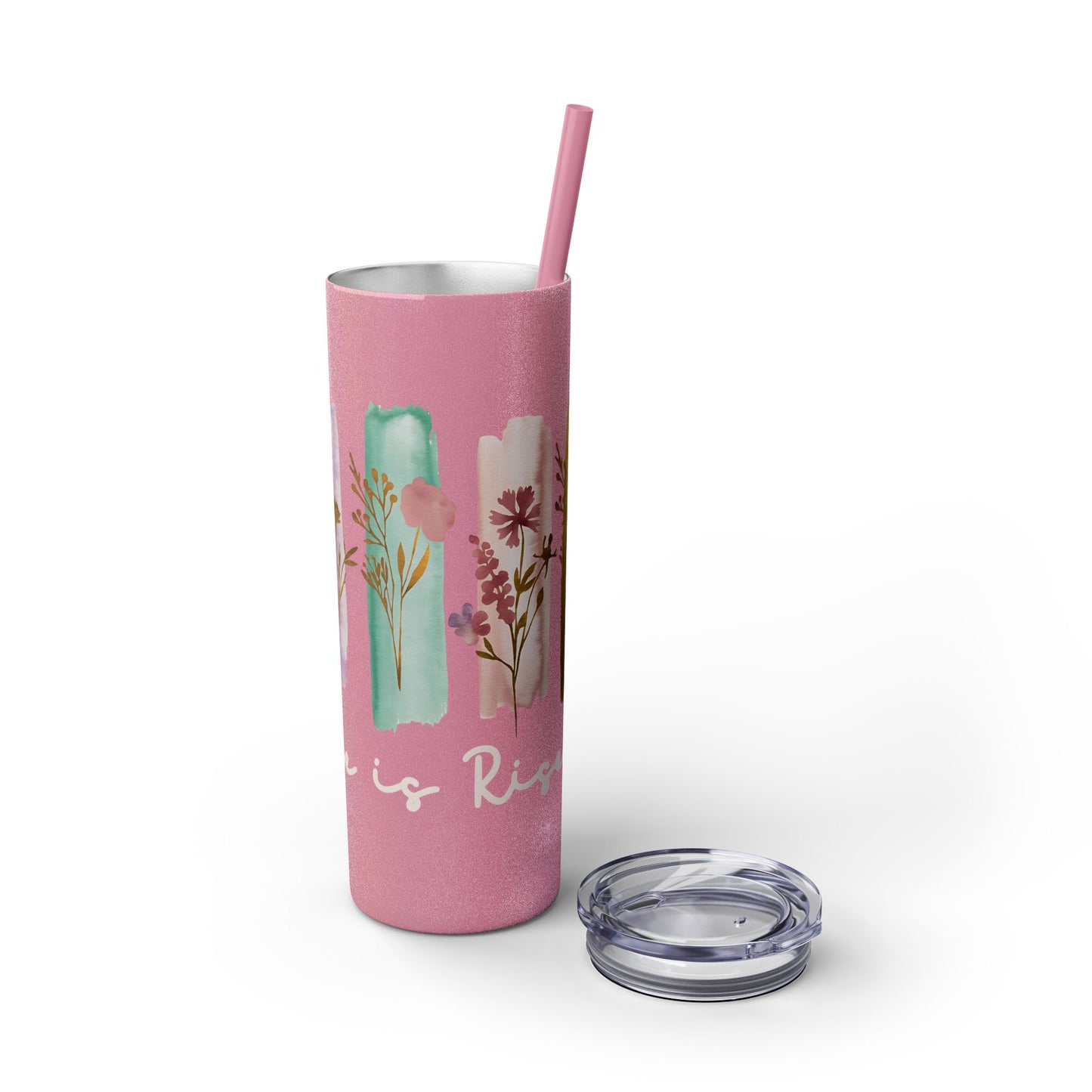 Floral Inspirational Skinny Tumbler with Straw - 20oz - Perfect for Gifts & Daily Use