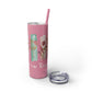 Floral Inspirational Skinny Tumbler with Straw - 20oz - Perfect for Gifts & Daily Use