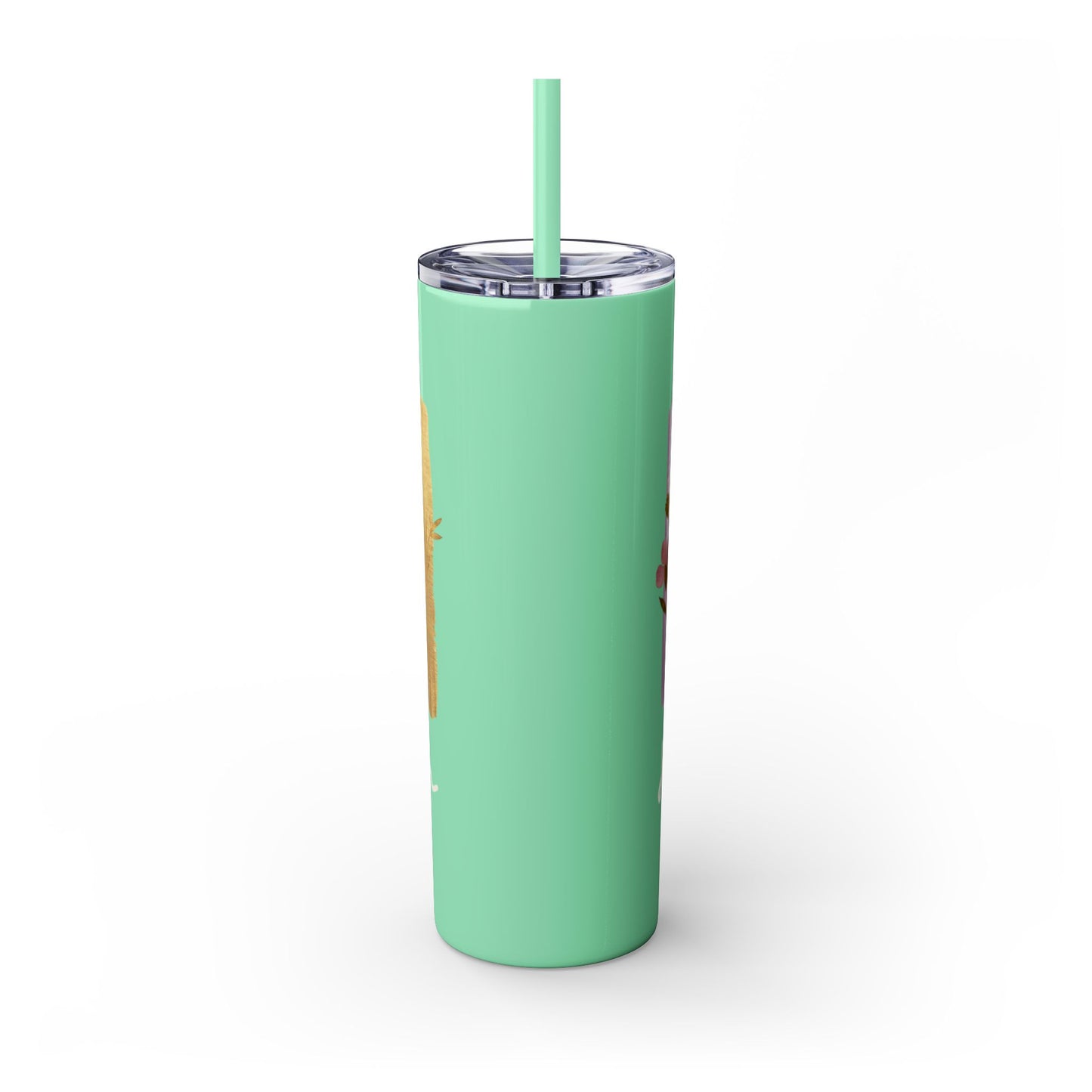 Floral Inspirational Skinny Tumbler with Straw - 20oz - Perfect for Gifts & Daily Use