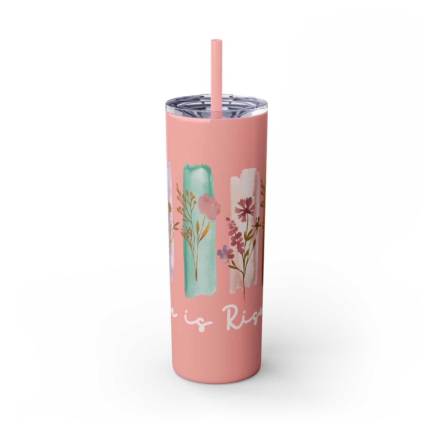 Floral Inspirational Skinny Tumbler with Straw - 20oz - Perfect for Gifts & Daily Use
